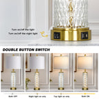 29" Gold Modern Table Lamps Set of 2, 3-Way Dimmable Touch Lamps for Nightstand with USB A+C & Outlets,Brass Lamps for Living Room, Bedroom, Nightstand, Entryway(2 Bulbs Included)