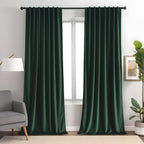 Emerald Green Velvet Curtains 84 inches Long Luxury 80% Blackout Curtains for Bedroom Living Room,Thermal Insulated Super Soft Window Drapes Rod Pocket & Back Tab, 52" W x 84" L, 2 Panels