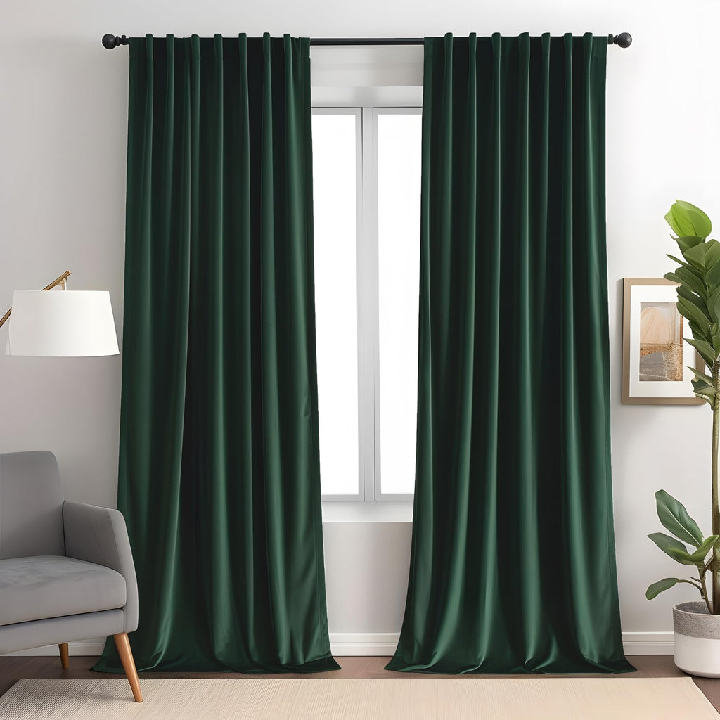 Emerald Green Velvet Curtains 84 inches Long Luxury 80% Blackout Curtains for Bedroom Living Room,Thermal Insulated Super Soft Window Drapes Rod Pocket & Back Tab, 52" W x 84" L, 2 Panels
