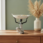 Lescafita African Woman Sculpture with Gold Leaf Bowl, Handmade Resin Figurine, Exotic Tribal Art Statue for Living Room, Dining Table, or Entryway Decoration