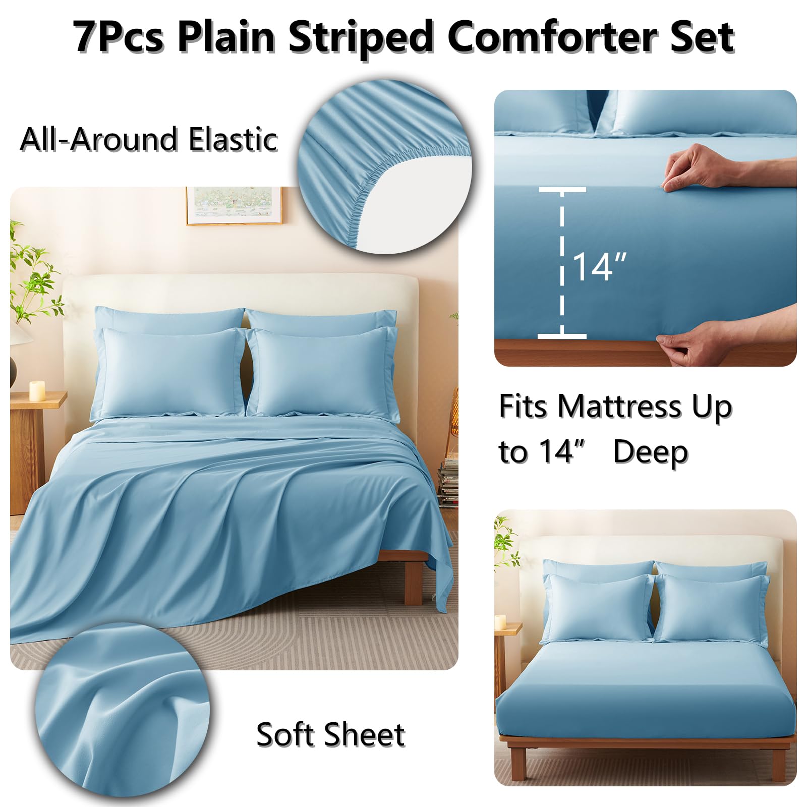 CozyLux Queen Size Comforter Sets - 7 Piece Bed in a Bag Olive Green Comforter Set with Sheets Luxury Bed Set All Seasons, Soft Bedding Set with Down Alternative Comforter, Sheets, Pillowcases & Shams