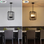 Black Gold Chandelier for Dining Room, Modern Farmhouse 3 Light Entryway Pendant Light Fixture Adjustable Geometric Industrial Rustic Foyer Light for Living Room Kitchen Island Hallway Bedroom