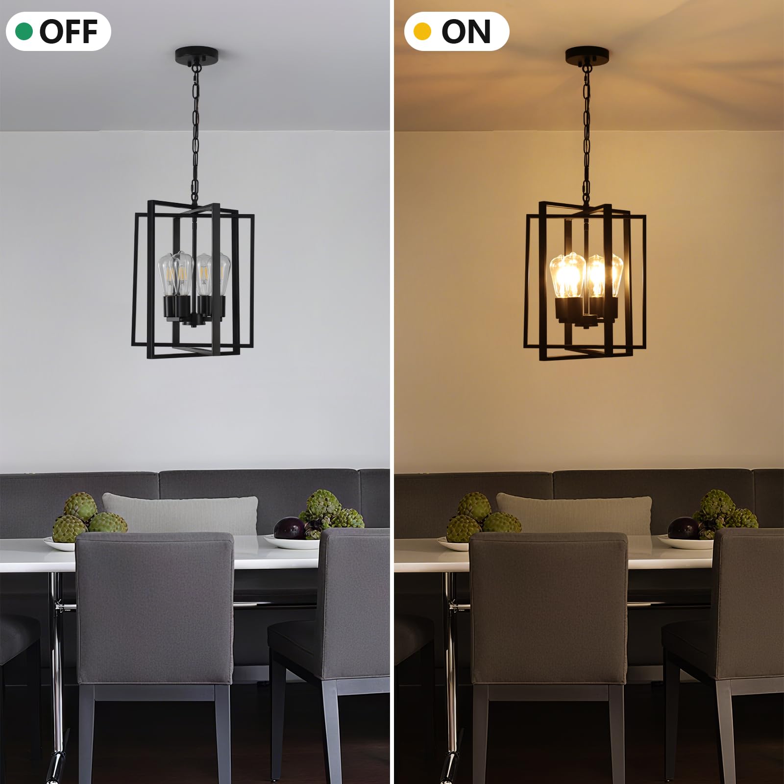 Black Gold Chandelier for Dining Room, Modern Farmhouse 3 Light Entryway Pendant Light Fixture Adjustable Geometric Industrial Rustic Foyer Light for Living Room Kitchen Island Hallway Bedroom