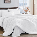 HEVUMYI 7 Pieces Queen Comforter Set, All Season Reversible Bed in a Bag, Ultra Soft Queen Bedding Set with Grey Comforter, Flat Sheet, Fitted Sheet, Pillowcases, Pillow Shams, Dark Grey