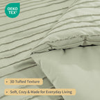 NEXHOME PRO Tufted Boho Comforter Set King, 8 Piece Bed in a Bag, Ultra Soft Brushed Microfiber All-in-One Bedding, Lightweight All Season Comforter, Machine Washable, Sage Green