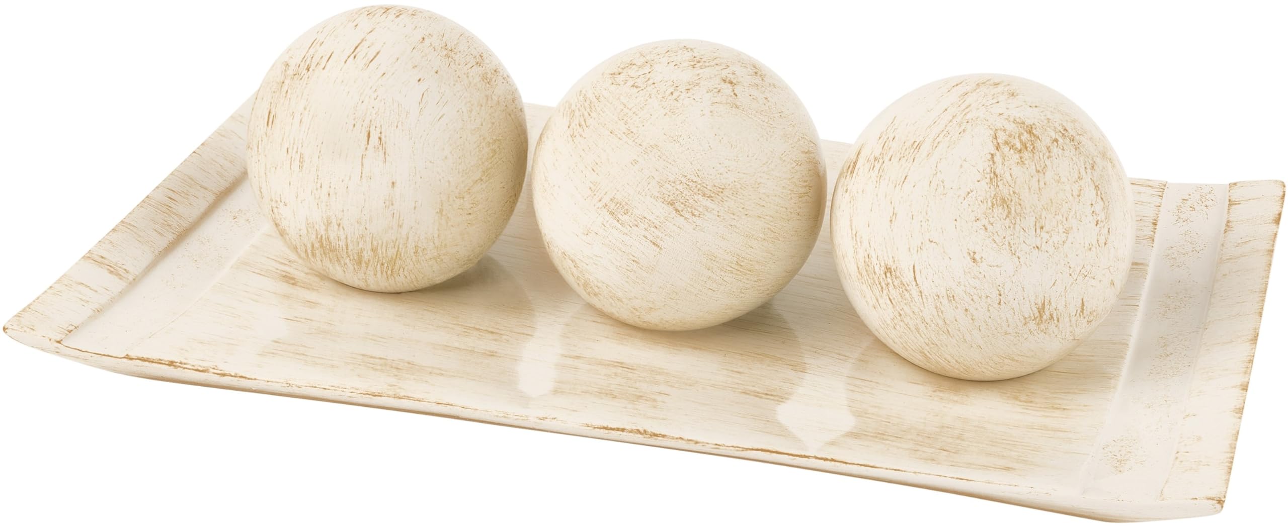 Creative Scents Dublin Silver Decorative Tray and Orbs Balls Set - Centerpiece Bowl with Balls for Dining room Table, Rustic Coffee Table Decor for Living Room Decor, Gift Boxed