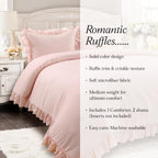 Lush Decor Reyna Ruffle Comforter Set - 3 Piece Cozy Ruffled Bedding Set - Timeless Elegance and Comfort for Bedroom - King, Gray