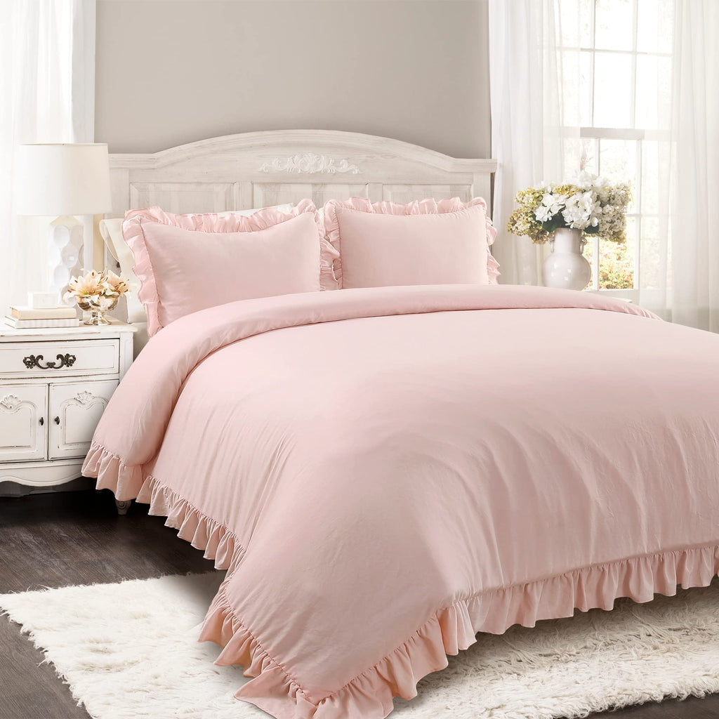 Lush Decor Reyna Ruffle Comforter Set - 3 Piece Cozy Ruffled Bedding Set - Timeless Elegance and Comfort for Bedroom - King, Gray