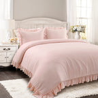 Lush Decor Reyna Ruffle Comforter Set - 3 Piece Cozy Ruffled Bedding Set - Timeless Elegance and Comfort for Bedroom - King, Gray
