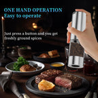 Electric Salt and Pepper Grinder Set Type-C Fast Charging, Automatic Salt and Pepper Shakers Adjustable Coarseness, Stainless Steel Rechargeable Salt and Pepper Grinder with LED Light