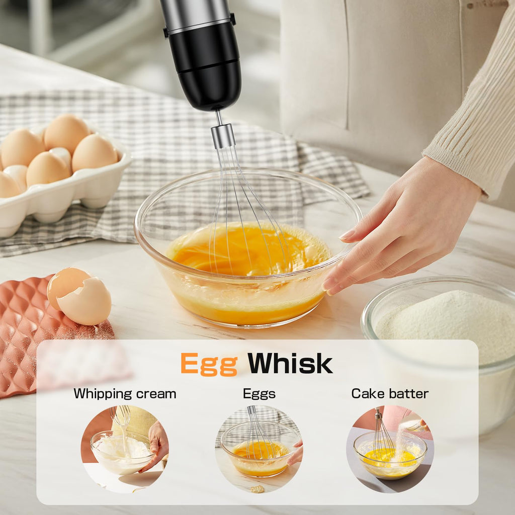 Turelar Immersion Blender Handheld Corded Hand Blenders Set 1100W, Trigger Variable Speed 5 in 1 Stick Emulsifier with Chopper, Whisk and Frother for Soup, Baby Food and Smoothies, Navy Blue