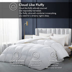 Luxurious White Solid Heavy Weight, Palatial King Size Goose Feathers Down Comforter for Winter Weather, 120 X 98 inches, Premium Baffle Box, 100% Egyptian Cotton Cover, 95 oz. Fill Weight