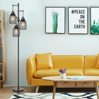 Dimmable Floor Lamp, Industrial Floor Lamps for Living Room, Gold Tree Lamp Standing Lamp Tall Lamps with 3 Elegant Teardrop Cage Head & 800 Lumens LED Bulbs for Living room Bedroom Office Dining Room