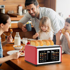 4 Slice Toaster Touch Screen, Stainless Steel Toasters Digital Timer, Dual Control Panel Toasters, 8 Shade Settings 6 Bread Types for Bagel, Cancel, Defrost 1650W