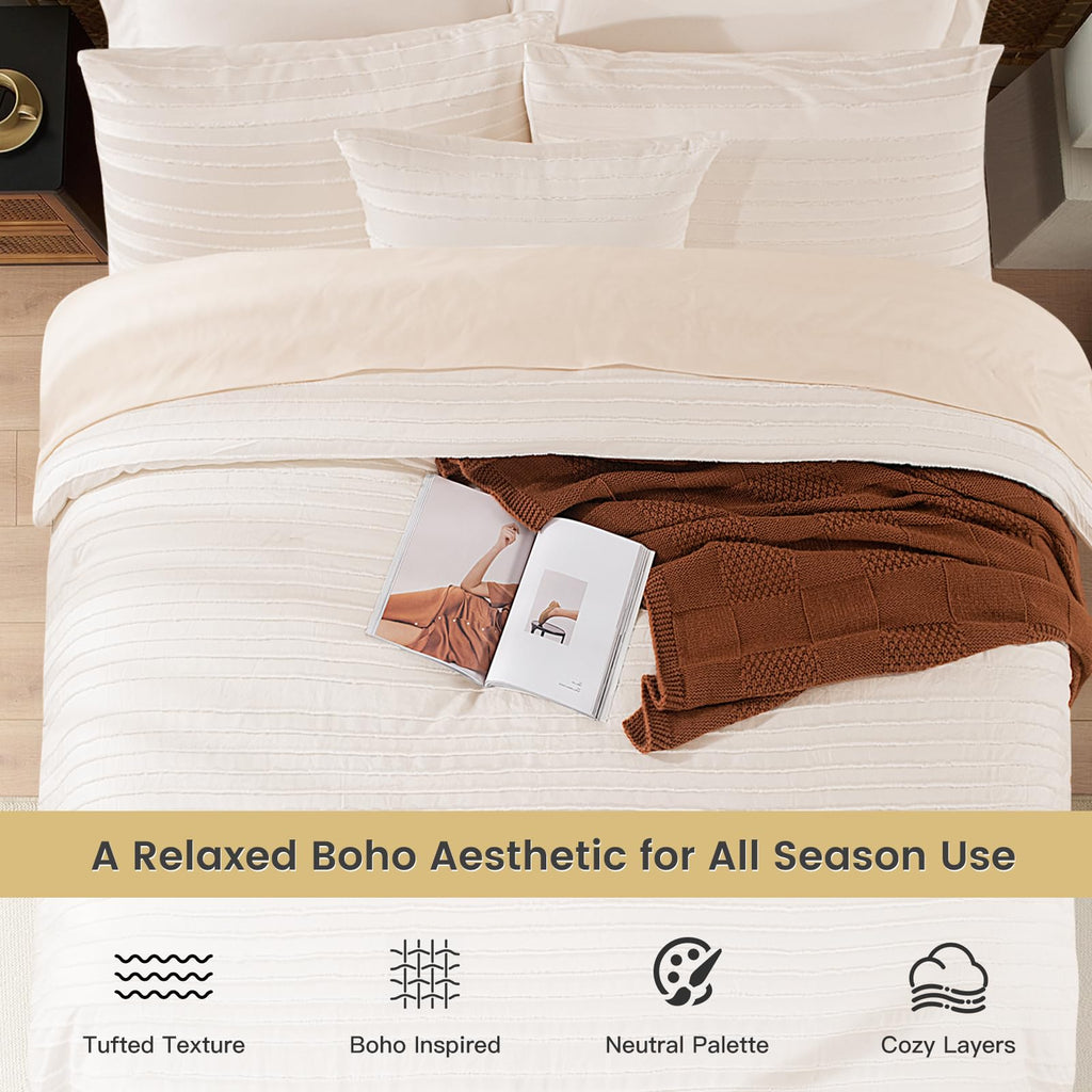 NEXHOME PRO Tufted Boho Comforter Set King, 8 Piece Bed in a Bag, Ultra Soft Brushed Microfiber All-in-One Bedding, Lightweight All Season Comforter, Machine Washable, Sage Green