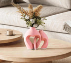 Zormon White Vases for Decor, Heart Shaped Ceramic Vase Set of 2, Nordic Heart Shaped Vases, Minimalist Decorative Vase for Table Centerpiece Wedding Dining Living Room Office House Decoration