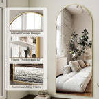 HARRITPURE 64"x21" Arched Full Length Mirror Floor Mirrors with Aluminum Alloy Frame Free-Standing Wall Mounted or Leaning Large Bedroom Dressing Mirror Modern & Contemporary Decor for Home,Black
