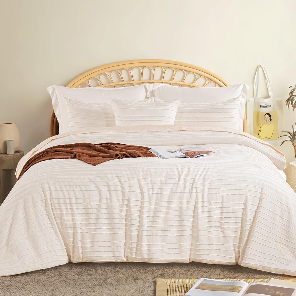 NEXHOME PRO Tufted Boho Comforter Set King, 8 Piece Bed in a Bag, Ultra Soft Brushed Microfiber All-in-One Bedding, Lightweight All Season Comforter, Machine Washable, Sage Green