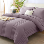 CozyLux Queen Size Comforter Sets - 7 Piece Bed in a Bag Olive Green Comforter Set with Sheets Luxury Bed Set All Seasons, Soft Bedding Set with Down Alternative Comforter, Sheets, Pillowcases & Shams
