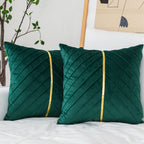 WACOMECO Velvet Throw Pillow Covers, Pack of 2 Soft Gold Decorative Cushion Covers for Couch Sofa Living Room Home Decoration, Emerald Green, 18x18 inch