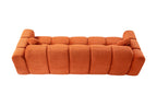 98.4-Inch Oversized Boneless Cloud Couches Deep Seat Foam Sofa Couch with 2 Round Toss Pillows, Luxury Corduroy Upholstered 3 Seat Tufted Loveseat, Cloud Sofa in a Box