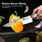 SYOKAMI Japanese Knives Set for Kitchen, Magnetic Knife Set with Block and Sharpener, Stainless Steel Knife Set as Gift for Couple, Wedding, Women or Mom with Gift Box, 14 PCS Black Dot