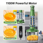 Turelar Immersion Blender Handheld Corded Hand Blenders Set 1100W, Trigger Variable Speed 5 in 1 Stick Emulsifier with Chopper, Whisk and Frother for Soup, Baby Food and Smoothies, Navy Blue
