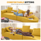 126" Curved Modular Sectional Sofa, Modern Boneless Couches for Living Room,No Assembly Required Cloud Couch,Brown Corduroy Fabric,1 PCS