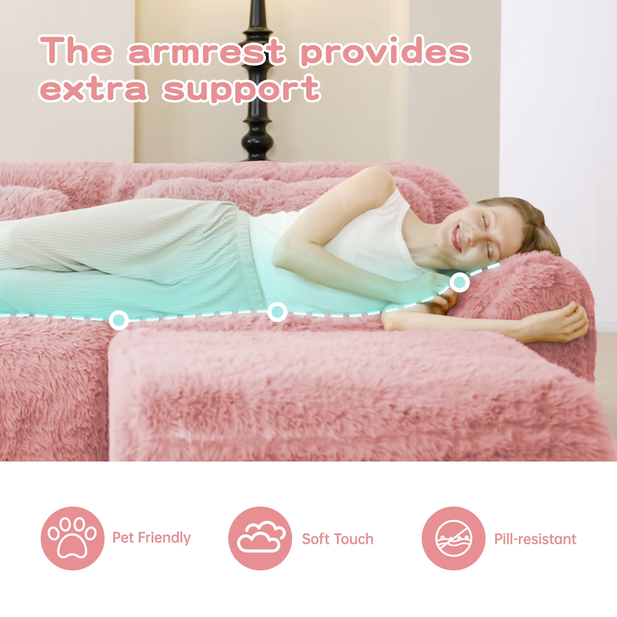 98.4-Inch Oversized Boneless Cloud Couches Deep Seat Foam Sofa Couch with 2 Round Toss Pillows, Luxury Corduroy Upholstered 3 Seat Tufted Loveseat, Cloud Sofa in a Box