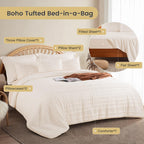 NEXHOME PRO Tufted Boho Comforter Set King, 8 Piece Bed in a Bag, Ultra Soft Brushed Microfiber All-in-One Bedding, Lightweight All Season Comforter, Machine Washable, Sage Green