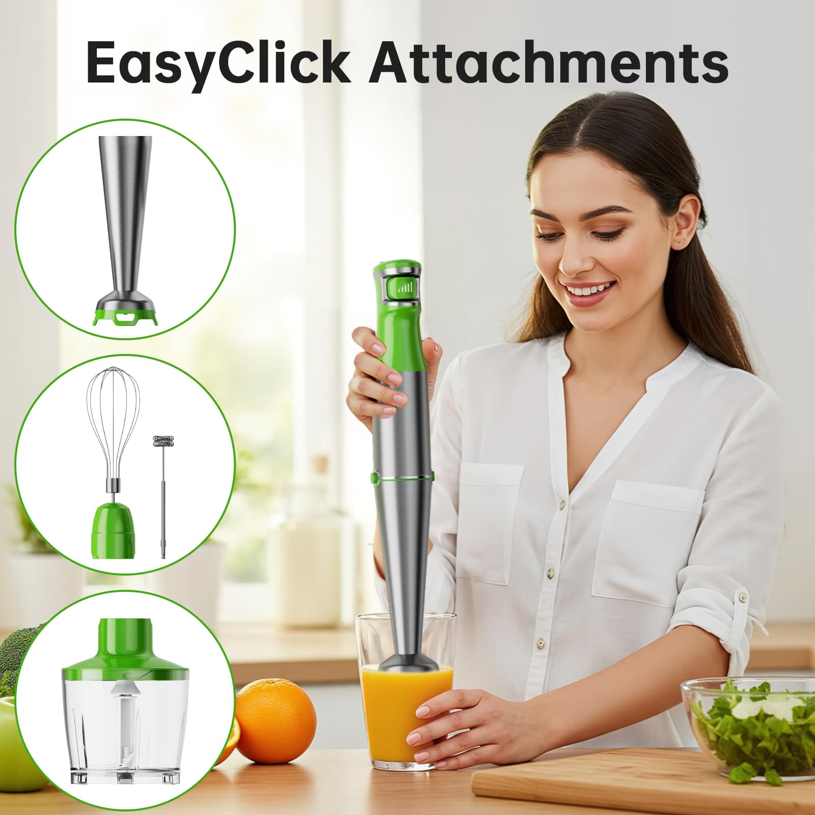 Turelar Immersion Blender Handheld Corded Hand Blenders Set 1100W, Trigger Variable Speed 5 in 1 Stick Emulsifier with Chopper, Whisk and Frother for Soup, Baby Food and Smoothies, Navy Blue