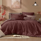 Monbix Queen Comforter Set - 7 Pieces Cationic Dyeing Autumn Leaf Bed in a Bag Queen Bedding Sets with Comforter, Sheets, Pillowcases & Shams, Reversible Bedding Comforters Sets