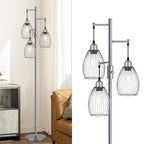 Dimmable Floor Lamp, Industrial Floor Lamps for Living Room, Gold Tree Lamp Standing Lamp Tall Lamps with 3 Elegant Teardrop Cage Head & 800 Lumens LED Bulbs for Living room Bedroom Office Dining Room