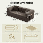 78.8" Convertible Futon Sofa Bed,Corduroy Futon Couch with Storage Pocket,Folding Pull Out Sofa,No Assembly Boneless Couch for Living Room | Pink