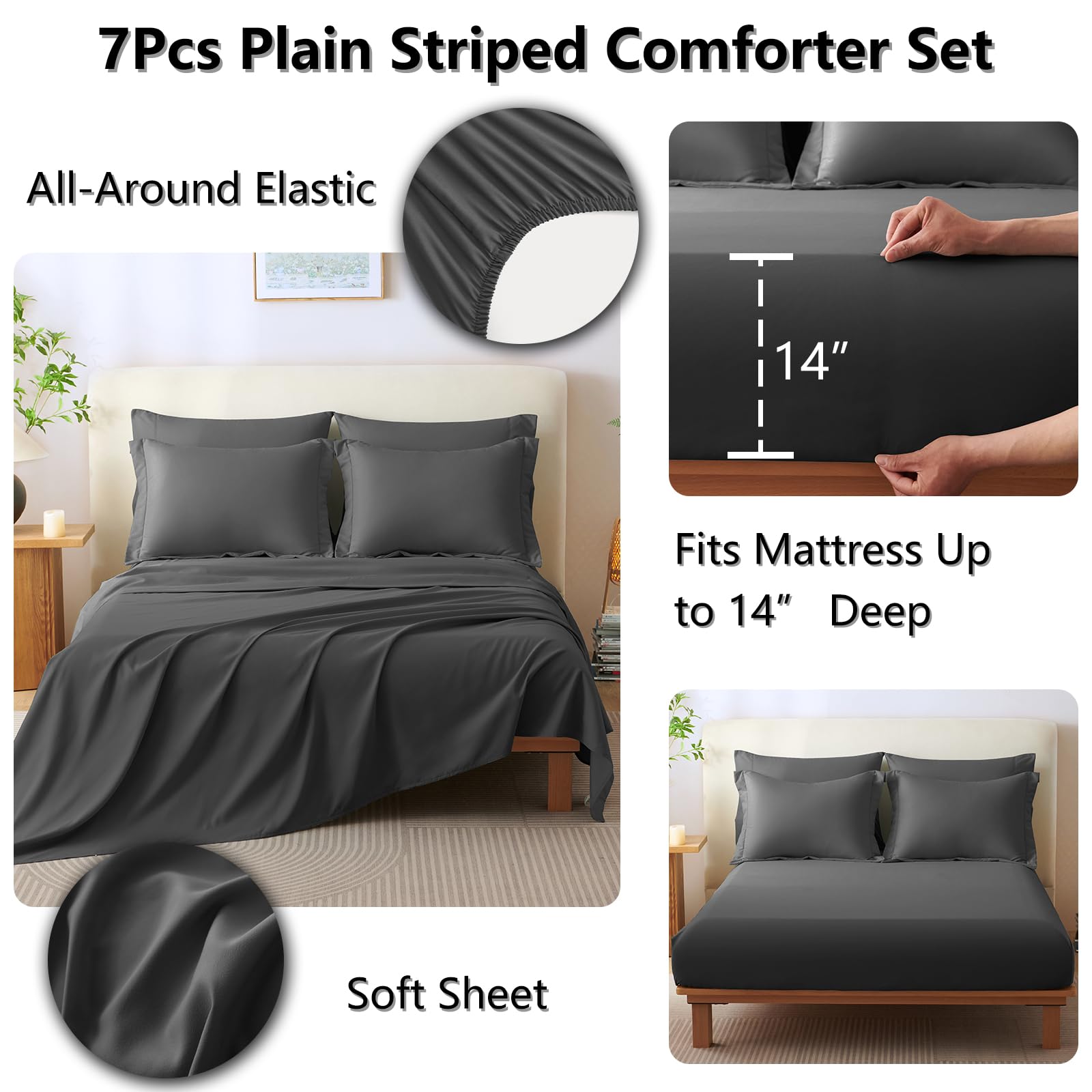 CozyLux Queen Size Comforter Sets - 7 Piece Bed in a Bag Olive Green Comforter Set with Sheets Luxury Bed Set All Seasons, Soft Bedding Set with Down Alternative Comforter, Sheets, Pillowcases & Shams