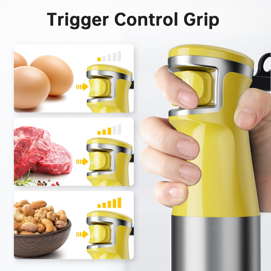 Turelar Immersion Blender Handheld Corded Hand Blenders Set 1100W, Trigger Variable Speed 5 in 1 Stick Emulsifier with Chopper, Whisk and Frother for Soup, Baby Food and Smoothies, Navy Blue