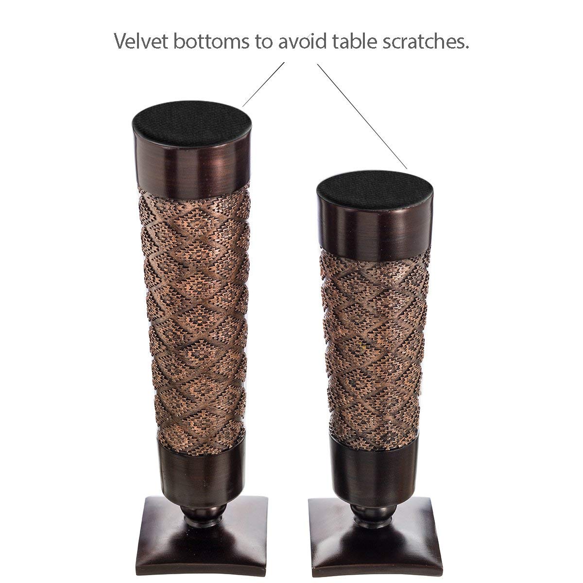 Creative Scents Dublin Silver Decorative Candle Holder Set of 2 - Home Decor Pillar Candle Stand, Coffee Table Mantle Decor centerpieces for Fireplace, Living or Dining Room Table, Gift Boxed