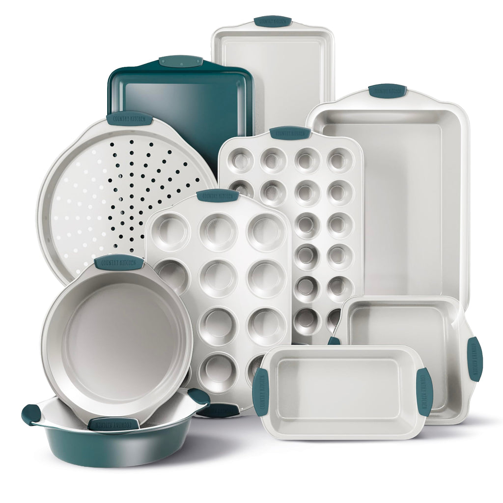 Country Kitchen Nonstick Stackable Bakeware Set - Durable, Easy Release Baking Set- 22 Pc. Includes Silicone Muffin Cups
