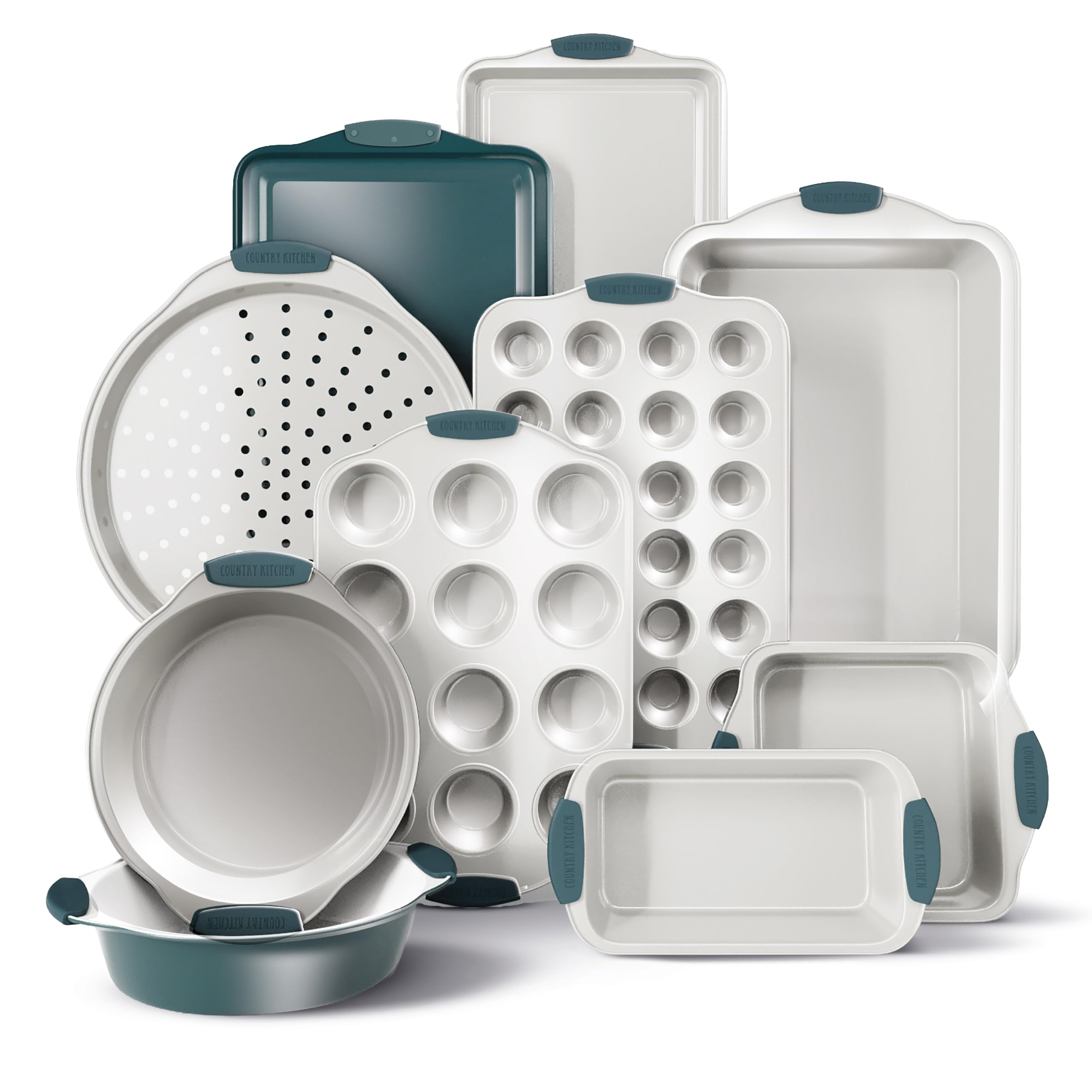 Country Kitchen Nonstick Stackable Bakeware Set - Durable, Easy Release Baking Set- 22 Pc. Includes Silicone Muffin Cups