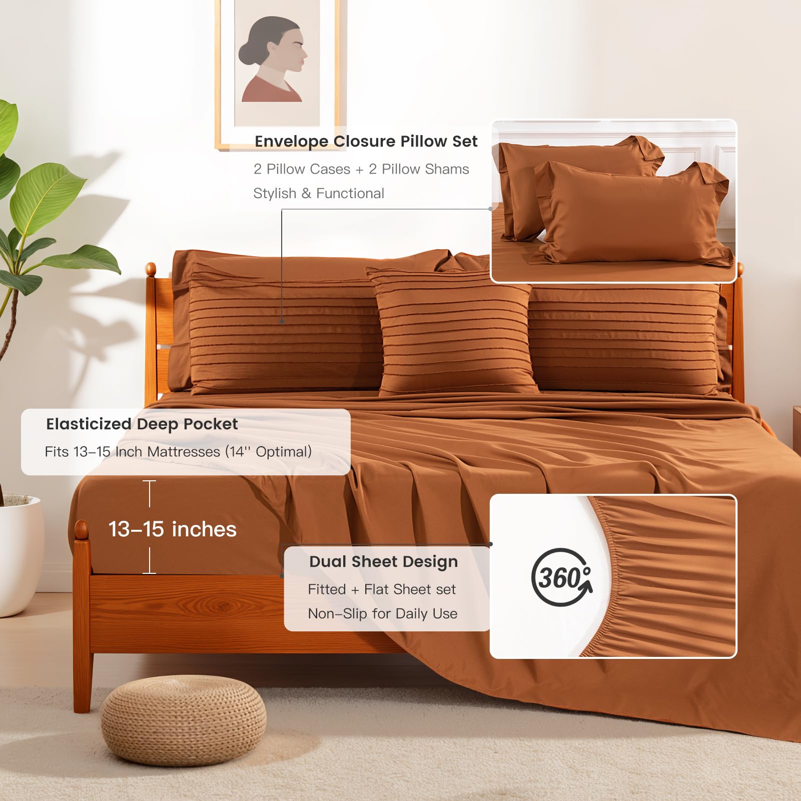 NEXHOME PRO Tufted Boho Comforter Set King, 8 Piece Bed in a Bag, Ultra Soft Brushed Microfiber All-in-One Bedding, Lightweight All Season Comforter, Machine Washable, Sage Green