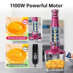 Turelar Immersion Blender Handheld Corded Hand Blenders Set 1100W, Trigger Variable Speed 5 in 1 Stick Emulsifier with Chopper, Whisk and Frother for Soup, Baby Food and Smoothies, Navy Blue