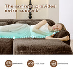 98.4-Inch Oversized Boneless Cloud Couches Deep Seat Foam Sofa Couch with 2 Round Toss Pillows, Luxury Corduroy Upholstered 3 Seat Tufted Loveseat, Cloud Sofa in a Box