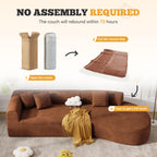 126" Curved Modular Sectional Sofa, Modern Boneless Couches for Living Room,No Assembly Required Cloud Couch,Brown Corduroy Fabric,1 PCS