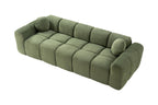98.4-Inch Oversized Boneless Cloud Couches Deep Seat Foam Sofa Couch with 2 Round Toss Pillows, Luxury Corduroy Upholstered 3 Seat Tufted Loveseat, Cloud Sofa in a Box