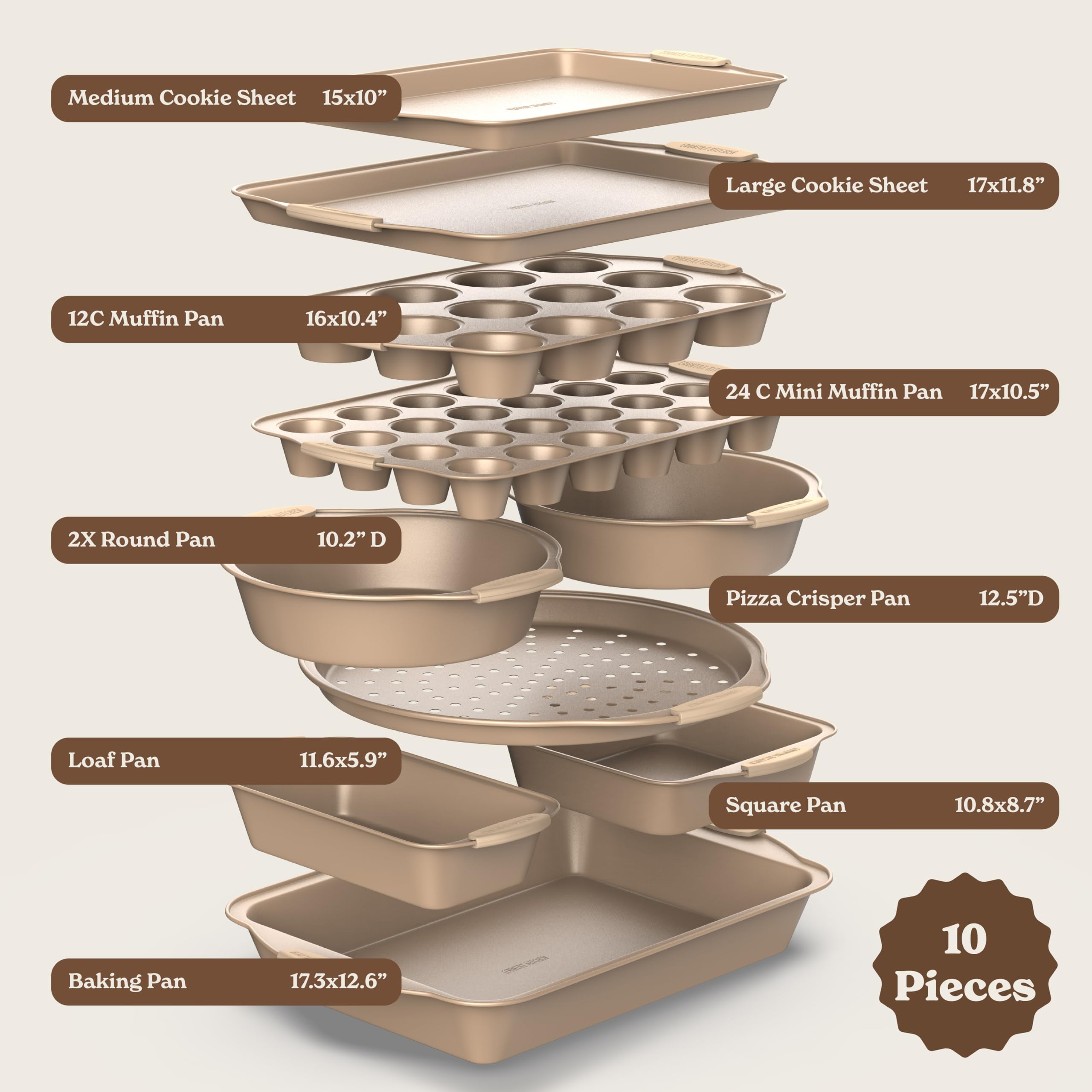 Country Kitchen Nonstick Stackable Bakeware Set - Durable, Easy Release Baking Set- 22 Pc. Includes Silicone Muffin Cups