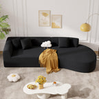 126" Curved Modular Sectional Sofa, Modern Boneless Couches for Living Room,No Assembly Required Cloud Couch,Brown Corduroy Fabric,1 PCS