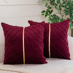 WACOMECO Velvet Throw Pillow Covers, Pack of 2 Soft Gold Decorative Cushion Covers for Couch Sofa Living Room Home Decoration, Emerald Green, 18x18 inch