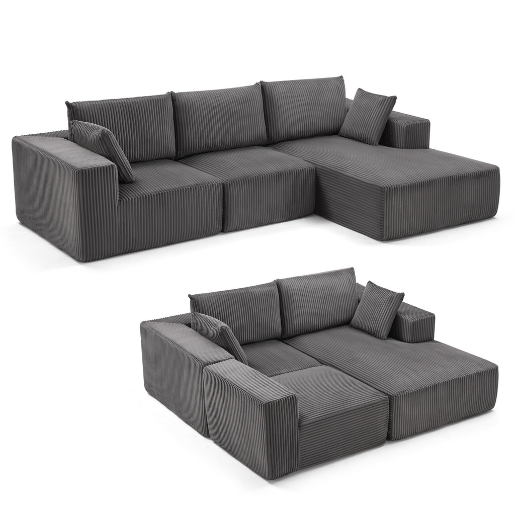 108” Modular Sectional Sofa, Cloud Sectional Couch with Deep Seat, Modern Modular L-Shape Sofa Couch with Chaise,Upholstered Boneless Couches for Living Room Bedroom (Beige, Left Facing Chaise)