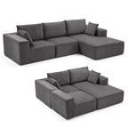 108” Modular Sectional Sofa, Cloud Sectional Couch with Deep Seat, Modern Modular L-Shape Sofa Couch with Chaise,Upholstered Boneless Couches for Living Room Bedroom (Beige, Left Facing Chaise)