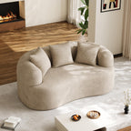 131" Oversized Sectional Sofa for Living Room, Modern Luxury Plush Chenille 4-Seater Extra Deep & Wide Seat Curved Cloud Couch with 4 Throw Pillows, No Assembly Needed, Light Brown